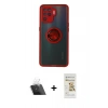 MARSİLYAN™- Reno 5 Lite Kılıf Yörünge Çizgi - Siyah Mat Seramik Nano Ekran Koruyucu + Kamera Lens Koruma Cam - SF