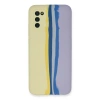 MARSİLYAN™- Samsung Galaxy A03s Kılıf Ebruli Lansman Silikon - Sarı-lila