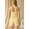MARSiLYAN-  Sarı Üstüne Desenli Askılı Şortlu Pijama Takımı