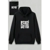 MARSiLYAN- Sevgililer Günü Beyci Hediye Baskılı Oversize Kapüşonlu Sweatshirt - Siyah