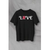 MARSiLYAN- Sevgililer Günü İçin Özel Tasarım Love Baskılı T-shirt - Siyah