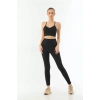 MARSiLYAN- Siyah  3921 Soft Seamless Ripli Tayt Yoga Takımı