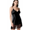 MARSiLYAN-  Siyah Saten Mini Gecelik Zarif Kadın Gece Elbisesi
