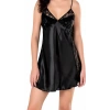 MARSiLYAN-  Siyah Saten Mini Gecelik Zarif Kadın Gece Elbisesi