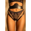 MARSiLYAN- Siyah Zincir Aksesuarlı Fantezi Deri Vücut Harness