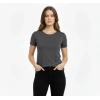 MARSiLYAN- T-Shirt Bisiklet Yaka Slim Fit Likralı Tişört Günlük Basic Body - Füme