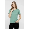 MARSiLYAN- T-Shirt Bisiklet Yaka Slim Fit Likralı Tişört Günlük Basic Body - Mint Yeşili