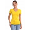 MARSiLYAN- T-Shirt V Yaka Slim Fit Likralı Tişört Günlük Basic Body - Sarı