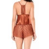 MARSiLYAN-  Tarçın Saten Babydoll Şort Takımı Zarif Kadın Gece Giyim