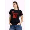 MARSiLYAN- TÜRKİYE Ay Yıldız Baskılı 10 Numara Forma Tişört Taraftar T-Shirt - Siyah