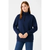 MARSiLYAN- Üç İplik Dık Yaka Yarım Fermuarlı SweatShirt - Lacivert
