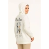 MARSiLYAN- Üç İplik Kapşonlu ön Ve Arka Baskılı SweatShirt Hoodie- Beyaz