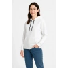 MARSiLYAN- Üç İplik Kapüşonlu Kanguru Çepli SweatShirt Hoodie - Beyaz