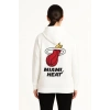 MARSiLYAN- Üç İplik Kapüşonlu Ön Ve Arka Baskılı SweatShirt Hoodie - Beyaz