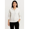 MARSiLYAN- Üç İplik Kapüşonlu Tam Fermuarlı Kanguru Çepli SweatShirt Hoodie - Beyaz