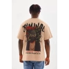 MARSiLYAN- Unisex Baskılı Oversize T-Shirt - Bej