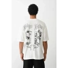 MARSiLYAN- Unisex Baskılı Oversize T-Shirt - Beyaz