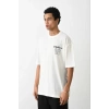 MARSiLYAN- Unisex Baskılı Oversize T-Shirt - Beyaz