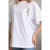 MARSiLYAN- Unisex Baskılı Oversize T-Shirt - Beyaz