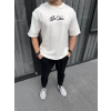 MARSiLYAN- Unisex Baskılı Oversize T-Shirt - Beyaz