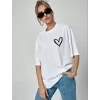 MARSiLYAN- Unisex Baskılı Oversize T-Shirt - Beyaz