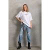 MARSiLYAN- Unisex Baskılı Oversize T-Shirt - Beyaz