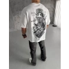 MARSiLYAN- Unisex Baskılı Oversize T-Shirt - Beyaz