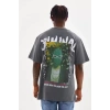 MARSiLYAN- Unisex Baskılı Oversize T-Shirt - Füme