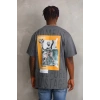 MARSiLYAN- Unisex Baskılı Oversize T-Shirt - Füme
