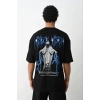 MARSiLYAN- Unisex Baskılı Oversize T-Shirt - Siyah