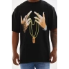MARSiLYAN- Unisex Baskılı Oversize T-Shirt - Siyah