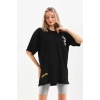 MARSiLYAN- Unisex Baskılı Oversize T-Shirt - Siyah