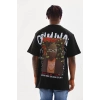MARSiLYAN- Unisex Baskılı Oversize T-Shirt - Siyah