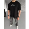 MARSiLYAN- Unisex Baskılı Oversize T-Shirt - Siyah