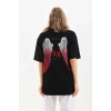 MARSiLYAN- Unisex Baskılı Oversize T-Shirt - Siyah