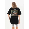MARSiLYAN- Unisex Baskılı Oversize T-Shirt - Siyah