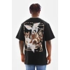 MARSiLYAN- Unisex Baskılı Oversize T-Shirt - Siyah