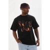 MARSiLYAN- Unisex Baskılı Oversize T-Shirt - Siyah