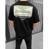 MARSiLYAN- Unisex Baskılı Oversize T-Shirt - Siyah
