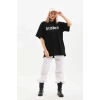 MARSiLYAN- Unisex Baskılı Oversize T-Shirt - Siyah