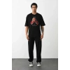 MARSiLYAN- Unisex Baskılı Oversize T-Shirt - Siyah