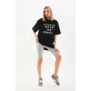 MARSiLYAN- Unisex Baskılı Oversize T-Shirt - Siyah