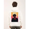 MARSiLYAN- Unisex Baskılı Oversize Üç İplik Kapüşonlu Sweatshirt - Beyaz