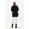 MARSiLYAN- Unisex Bisiklet Yaka 20/1 Düz Oversize T-Shirt - Siyah