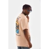 MARSiLYAN- Unisex Bisiklet Yaka Baskılı Oversize T-Shirt - Bej