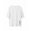 MARSiLYAN- Unisex Bisiklet Yaka Baskılı Oversize T-Shirt - Beyaz