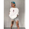 MARSiLYAN- Unisex Bisiklet Yaka Baskılı Oversize T-Shirt - Beyaz