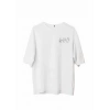 MARSiLYAN- Unisex Bisiklet Yaka Baskılı Oversize T-Shirt - Beyaz