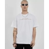 MARSiLYAN- Unisex Bisiklet Yaka Baskılı Oversize T-Shirt - Beyaz
