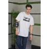 MARSiLYAN- Unisex Bisiklet Yaka Baskılı Oversize T-Shirt - Beyaz